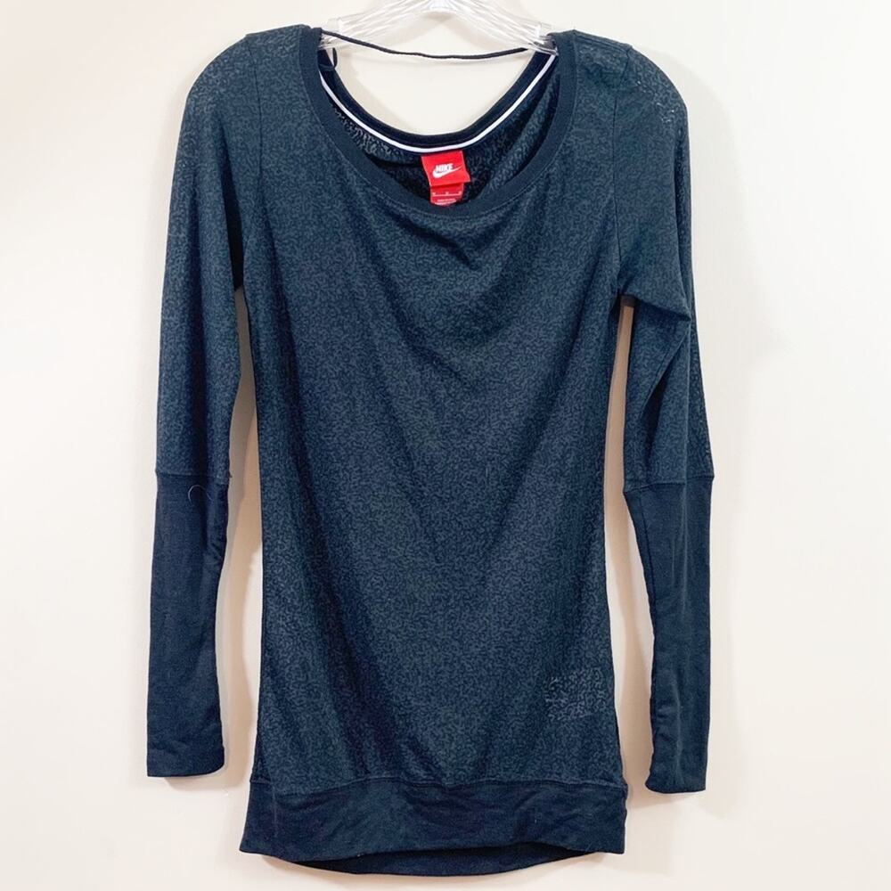Nike Black Cheetah Sheer Long Sleeve Top